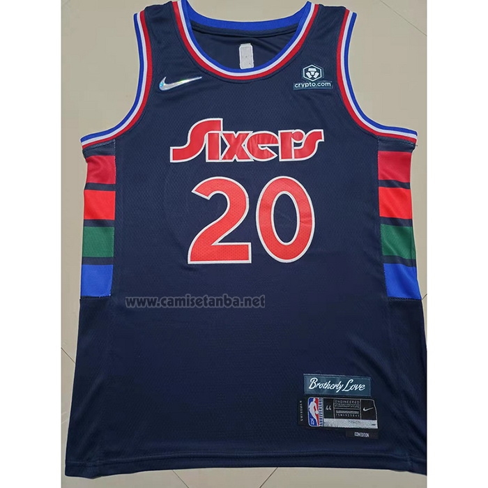 Camiseta Philadelphia 76ers Georges Niang #20 Ciudad 2021-22 Azul